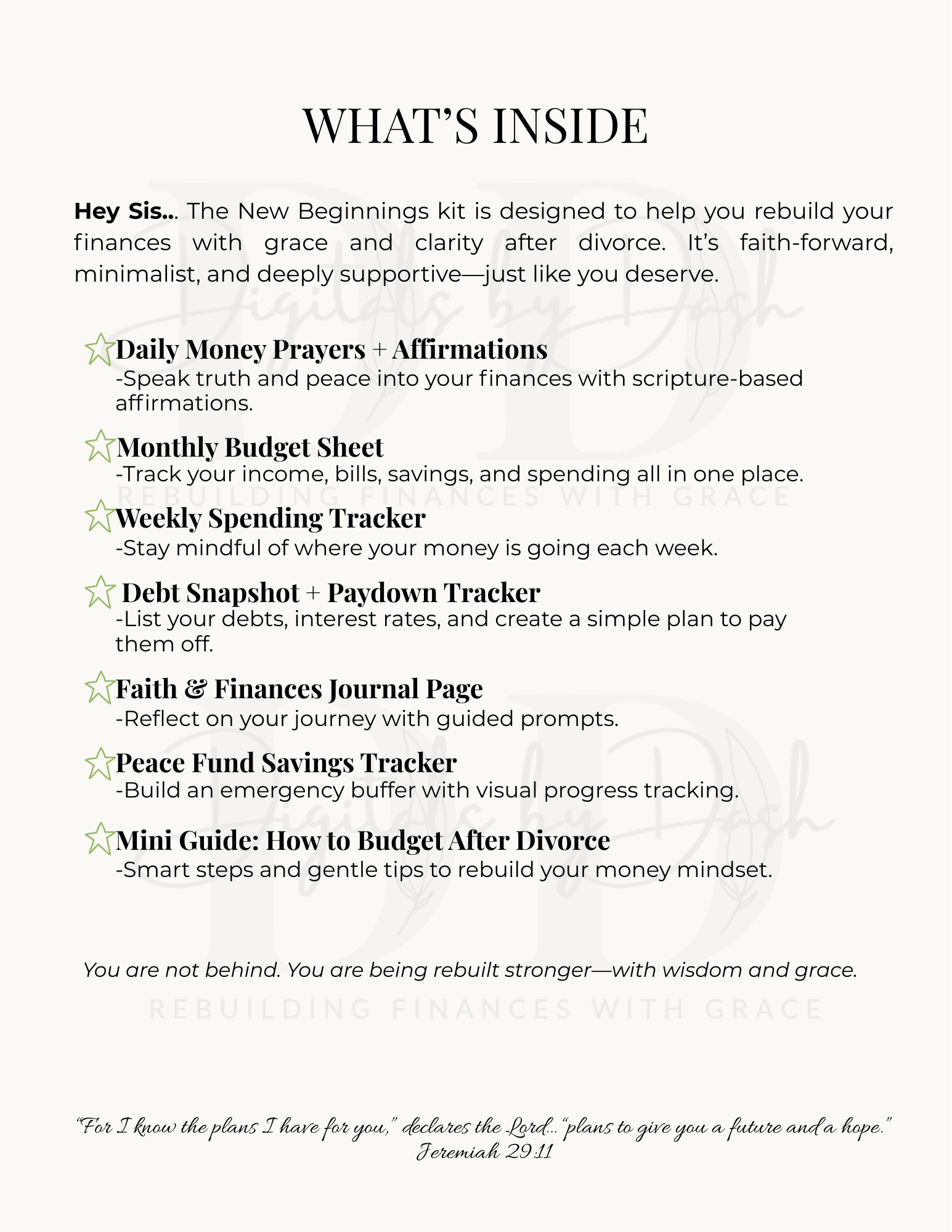 New Beginnings Budget Kit